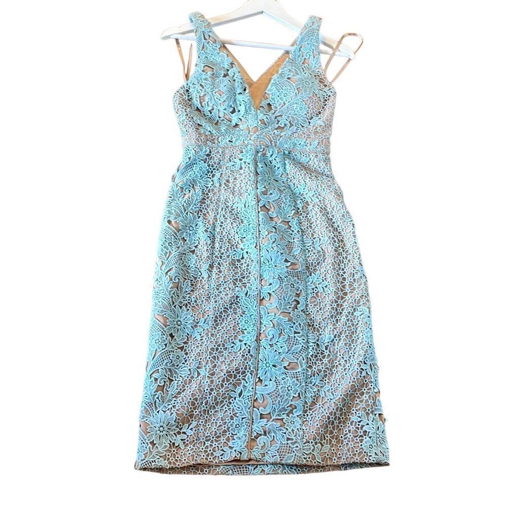 Forever Unique London NWT turquoise lace overlay cross back dress 6 - Picture 2 of 16